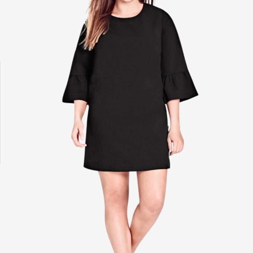 💥 City Chic Black Flirty Flute Dress 💥